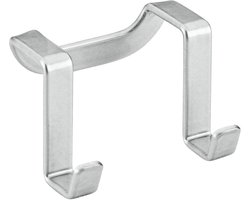 Metaltex - Dubbele haak - Handdoekhaak - Theedoekhouder - Handdoekrek - Inclusief beschermdoppen - Zilvergrijs - 6x4cm
