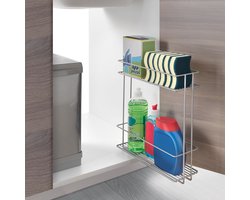 Metaltex - Gootsteenkast Organizer - Gootsteenrek - Zilvergrijs - Uitschuifbaar