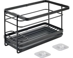 Metaltex - Gootsteenorganizer - Vaatdoekhouder - Montagemateriaal - Uitneembare lekbak - Zwart - 23x13x14 cm