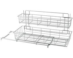 Metaltex - Gootsteenrek - Uitschuifbare Gootsteenkast Organizer - Incl. montagemateriaal - Keukenkast organizer - 2 Etages - Grijs - 20x50x28 cm