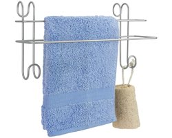 Metaltex - Handdoekrek radiator - Handdoekhaak - Handdoekhouder - Zilver - Ophangen zonder boren - 39 x 15 x 20 cm