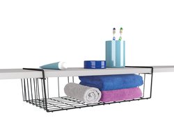 Metaltex - Hangmand 50 cm - Zwart - Metaal - Onder Plank - Ruimtebesparende Opberger