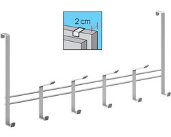 Metaltex - Kapstok voor deur van 2 cm - Zilvergrijs - 10 haken - 44,5x20,5 cm - opdekdeur
