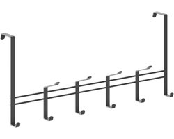 Metaltex - Kapstok voor stompe deur - Zwart - 10 haken - 44,5x20,5 cm