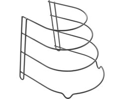 Metaltex - Pannenrek voor 4 koekenpannen - Opbergrek - Keukenrek staand - Dekselhouder - Zwart - 5 jaar garantie