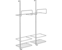 Metaltex - Rek voor schoonmaakspullen - Opbergrek - Aan de deur - Broomy - Past op opdekdeur - 2 cm - Inclusief beschermdopjes