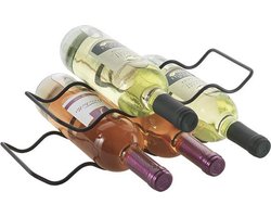 Metaltex - Set van 2 flessenhouders - Flessenrek - Wave 20 - Mat zwart - voor 8 wijnflessen (0,75 liter)