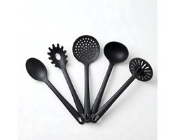 Metaltex - Tecna Line - Keukengerei Set - 5-Delig - PPA - Max 270° - Zwart