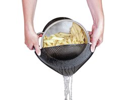 Metaltex - Vergiet - Afgiethulp - Afgietdeksel met handvaten - Clip on - Zwart