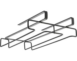 Metaltex - Wijnglazen rek - Ophangen zonder boren - 8 glazen - MyGlass - Zwart