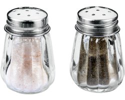 Metaltex zout- en peperstrooierset van glas en edelstaal