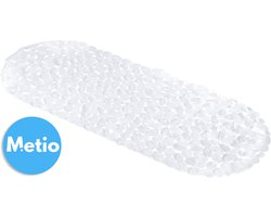 Metio - Antislip Badmat - 99 x 39 cm - Met Steenmotief & Zuignappen - Transparant PVC