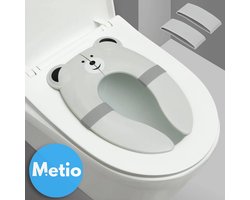 Metio - Opvouwbare Reistoiletbril - Antislip Siliconen Pads - Zindelijkheidstraining - Grijze Beer Design
