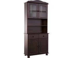 Mette|Buffet met 2 Deuren 2 Glasdeuren en 2 Laden in Bruin Grenen