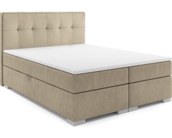Meuba Home - Antwerp Boxspring - Beige - 160x200 - Stof - Met topper 8cm