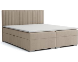 Meuba Home - Elysium Boxspring - Taupe - 200x200 - Stof - Met topper 8cm