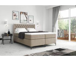 Meuba Home® - Florence Boxspring - Taupe - 160x200 - Velvet - Met topper 8cm - Pocket veren
