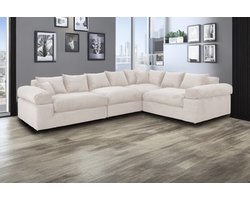 Meuba Home® - Hoekbank King - Ribbel Stof - Beige