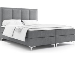 Meuba Home - Jersey Boxspring - Grijs - 160x200 - Stof - Met topper 8cm