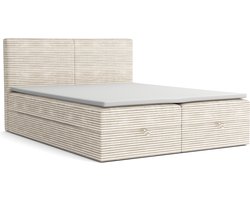 Meuba Home - La Perla Boxspring - Beige - 180x200 - Stof - Met topper 8cm