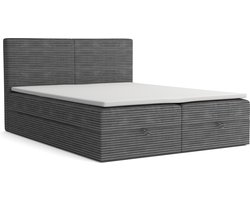 Meuba Home - La Perla Boxspring - Grijs - 200x200 - Stof - Met topper 8cm