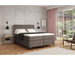 Meuba Home - Oslo Boxspring - Grijs - 180x200 - Microfiber - Met topper 8cm