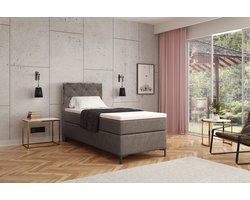Meuba Home - Oslo Boxspring - Grijs - 90x200 - Microfiber - Met topper 8cm