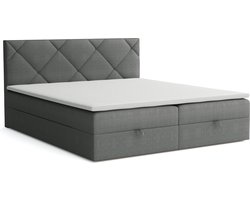 Meuba Home - Valeria Boxspring - Grijs - 180x200 - Stof - Met topper 8cm