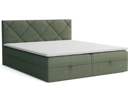 Meuba Home - Valeria Boxspring - Groen - 200x200 - Stof - Met topper 8cm