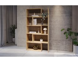 Meubel Square - Boekenkast DIAMOND 2 - Eiken - 186x120x32 cm - Groot opbergkast - Tweedelig uitschuifbare rek