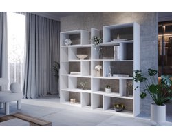 Meubel Square - Boekenkast DIAMOND 2 - set van 2 - Wit - 186x240x32 cm - Groot opbergkast - Tweedelig uitschuifbare rek