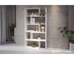 Meubel Square - Boekenkast DIAMOND 2 - Wit - 186x120x32 cm - Groot opbergkast - Tweedelig uitschuifbare rek