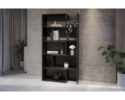 Meubel Square - Boekenkast DIAMOND 2 - Zwart - 186x120x32 cm - Groot opbergkast - Tweedelig uitschuifbare rek - Kast