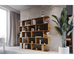 Meubel Square - Boekenkast DIAMOND - set van 2 - Eiken - Opbergkast - Boekenplank