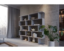 Meubel Square - Boekenkast DIAMOND - set van 2 - Grijs - Opbergkast - Boekenplank