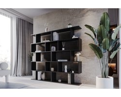 Meubel Square - Boekenkast DIAMOND - set van 2 - Zwart - Opbergkast - Boekenplank