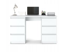 Meubel Square - Bureau Bernova - Wit Mat - met 6 lades
