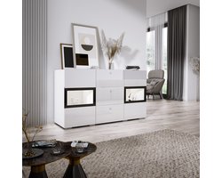 Meubel Square - Dressoir Belix - Hoogglans Wit - Commode met LED-verlichting