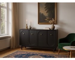 Meubel Square - Dressoir Berguno - Mat Zwart - 154 cm - Kast