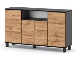 Meubel Square - Dressoir CORSO - Eiken - Antraciet - 140cm - Kast
