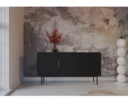 Meubel Square - Dressoir Luxora - Mat Zwart - 154 cm - Commode - Kast