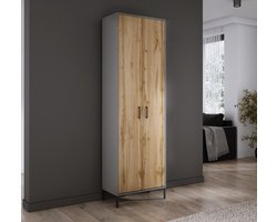 Meubel Square - Halkast NOX - Antraciet / Eiken - 192x60x35cm - Halmeubel - Kledingkast - Schoenenkast