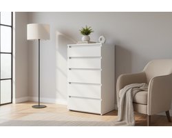 Meubel Square - Ladekast Kastivo 5L met 5 Lades - Wit - 60cm - Commode - Kast