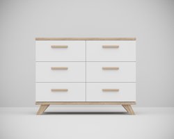 Meubel Square - Ladekast SINDI - Wit - Eiken - 100cm - Scandinavische stijl - Commode - Dressoir