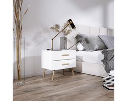 Meubel Square - Nachtkastje SINDI 2 - Set van 2 - Wit - Eiken - Scandinavische stijl