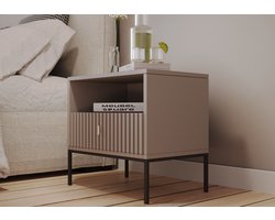 Meubel Square - Nachtkastje Vibe - Kasjmier - Metalen poten - Luxe kastje