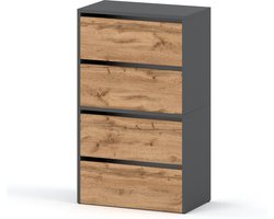 Meubel Square - Schoenenkast STEP - Set van 2 - Eiken / Grijs - Modulaire schoenenkast zonder handgrepen
