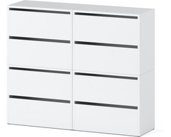 Meubel Square - Schoenenkast STEP - Set van 4 - Mat Wit - Modulaire schoenenkast zonder handgrepen