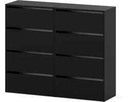 Meubel Square - Schoenenkast STEP - Set van 4 - Mat Zwart- Modulaire schoenenkast zonder handgrepen