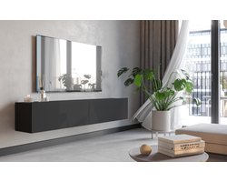 Meubel Square - TV meubel FLY - Mat zwart - 180cm - Hangende of staande kast